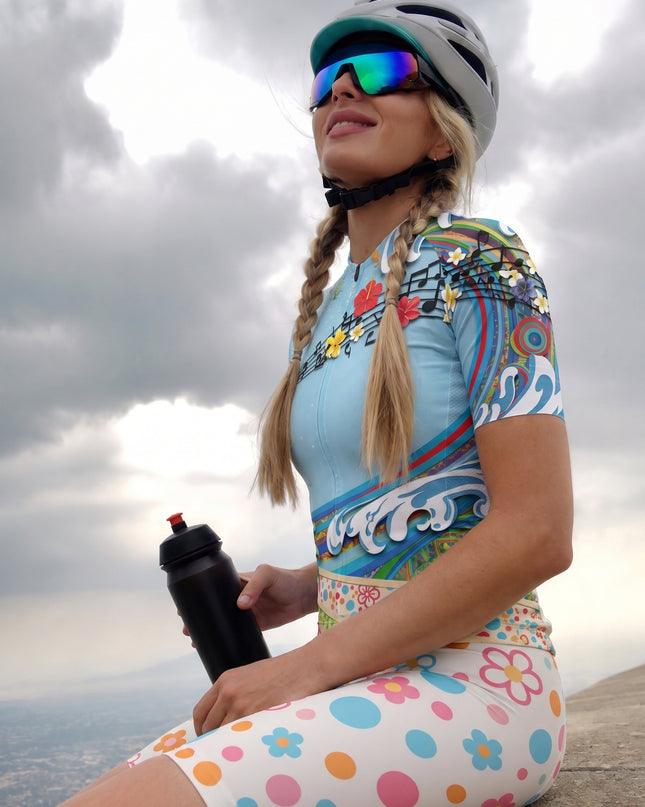 ROCKBROS Women's Venice Beach Floral Dot Cycling Bib Shorts