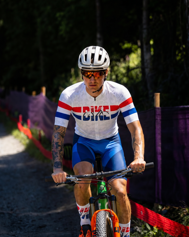 ROCKBROS Men's Red Blue Stripe Bike Letter Print Cycling Jersey