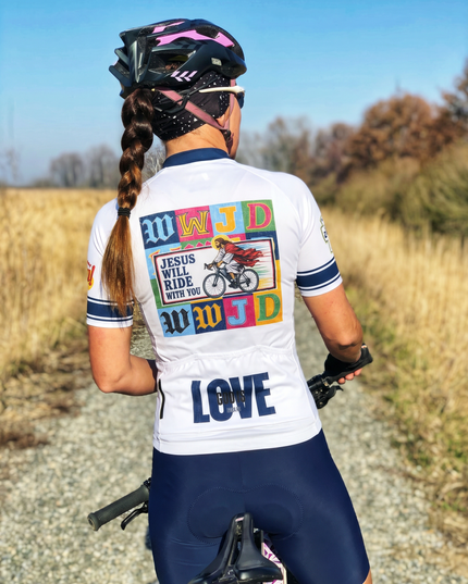 ROCKBROS Women's Vintage WWJD Jesus Ride Graphic Short Sleeve Cycling Jersey