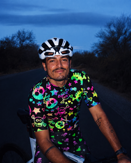ROCKBROS Men's Black Base Rainbow Galaxy Skull Star Short Sleeve Cycling Jersey