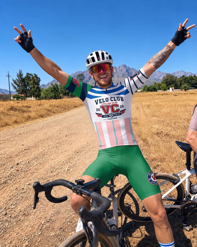 ROCKBROS Men's VC Velo Club Mixed Color Striped Graphic Cycling Jersey