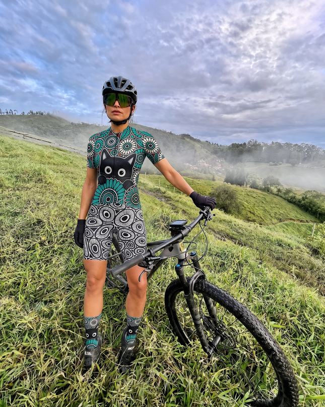 ROCKBROS Women's Floral Cat Short-Sleeve Cycling Jersey