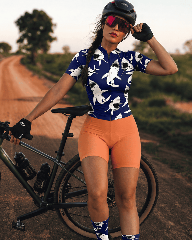 ROCKBROS Women's Ocean Shark Frenzy Cycling Jersey