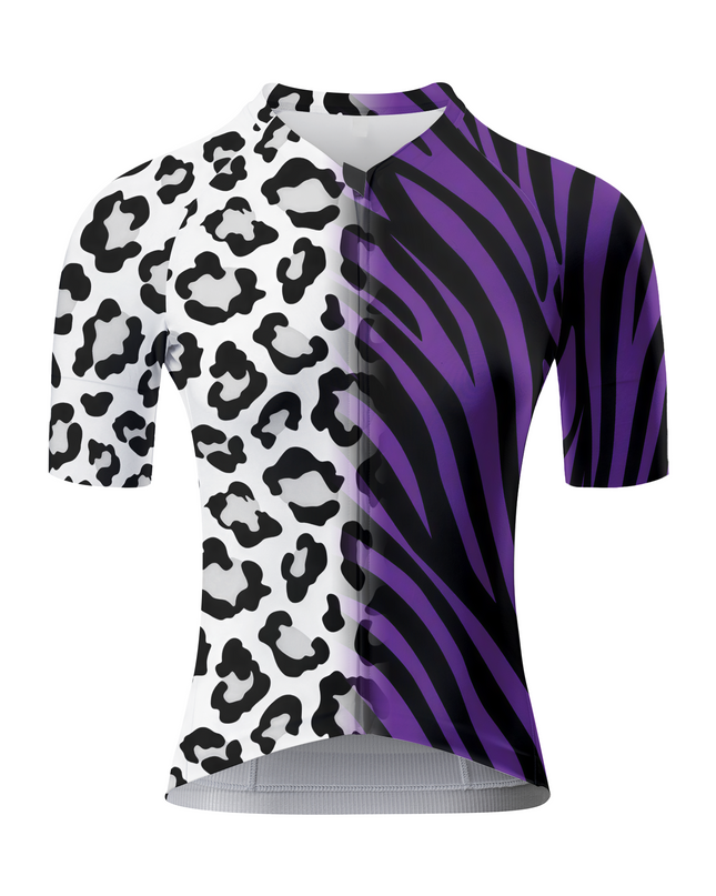 ROCKBROS Women's Dual Phantom All-Weather Asymmetrical Zebra-Leopard Jersey