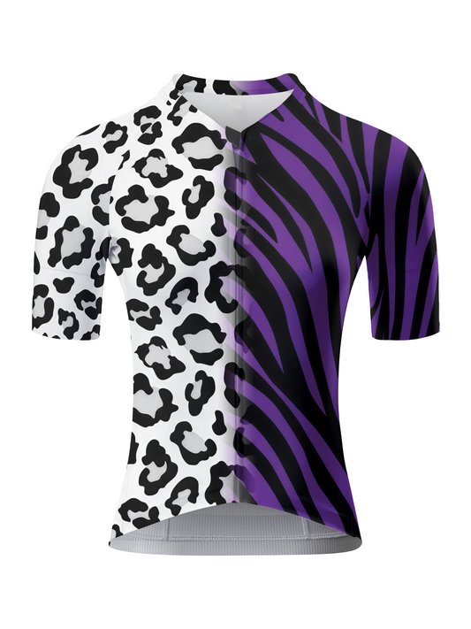 ROCKBROS Women's Dual Phantom All-Weather Asymmetrical Zebra-Leopard Jersey