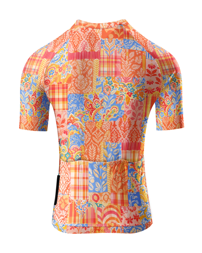 ROCKBROS Women's Bohemian Patchwork Plaid & Floral Mosaic Cycling Jersey