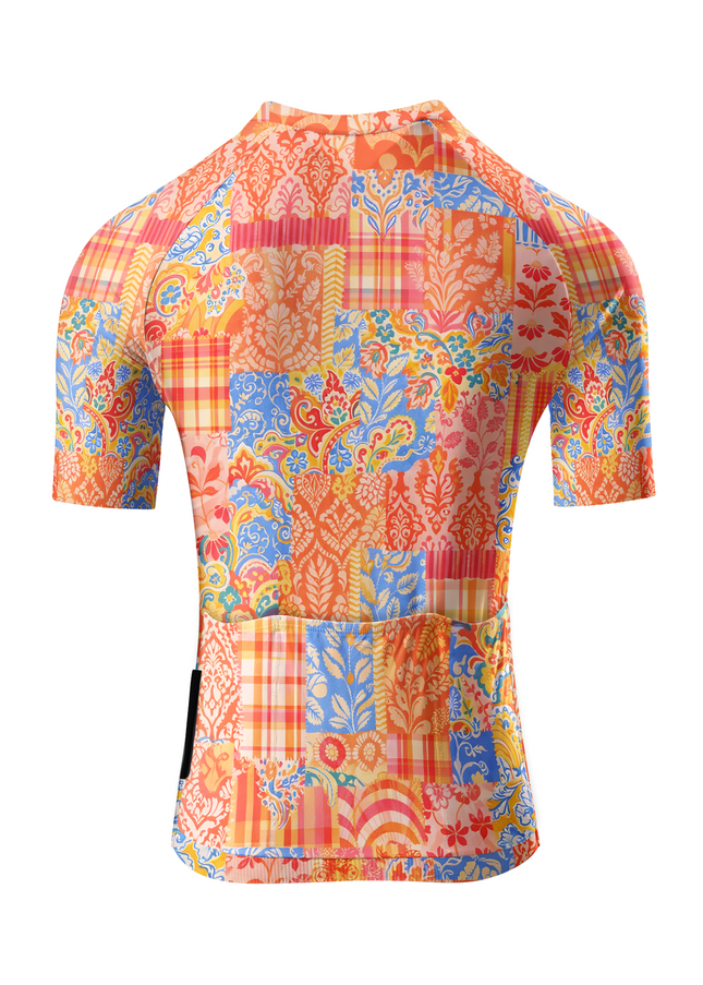 ROCKBROS Women's Bohemian Patchwork Plaid & Floral Mosaic Cycling Jersey