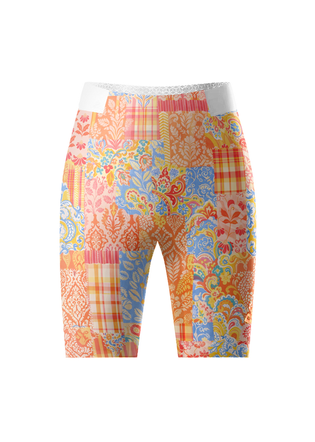ROCKBROS Women's Bohemian Patchwork Plaid & Floral Mosaic Cycling Jersey