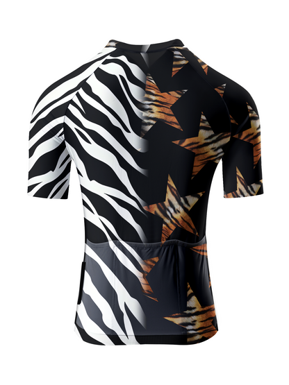 ROCKBROS Women's Tiger Star & Zebra Stripe Hybrid Pro Cycling Jersey