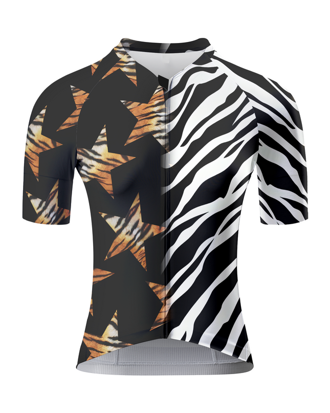 ROCKBROS Women's Tiger Star & Zebra Stripe Hybrid Pro Cycling Jersey