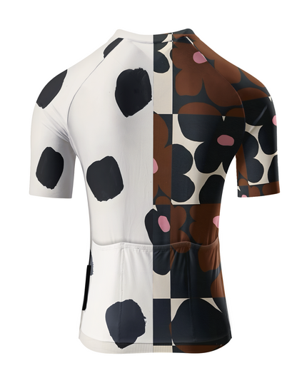 ROCKBROS Women's Retro Floral Grid & Black Spot Short Sleeve Jersey