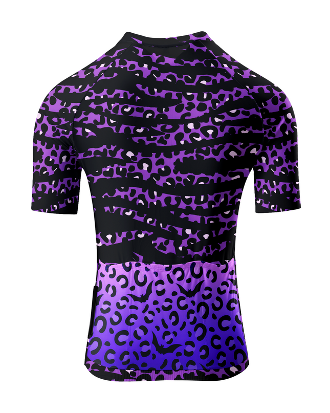 ROCKBROS Women's Purple Zebra-Leopard Textured Aero Cycling Jersey
