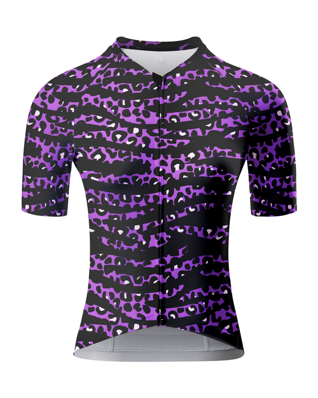 ROCKBROS Women's Purple Zebra-Leopard Textured Aero Cycling Jersey