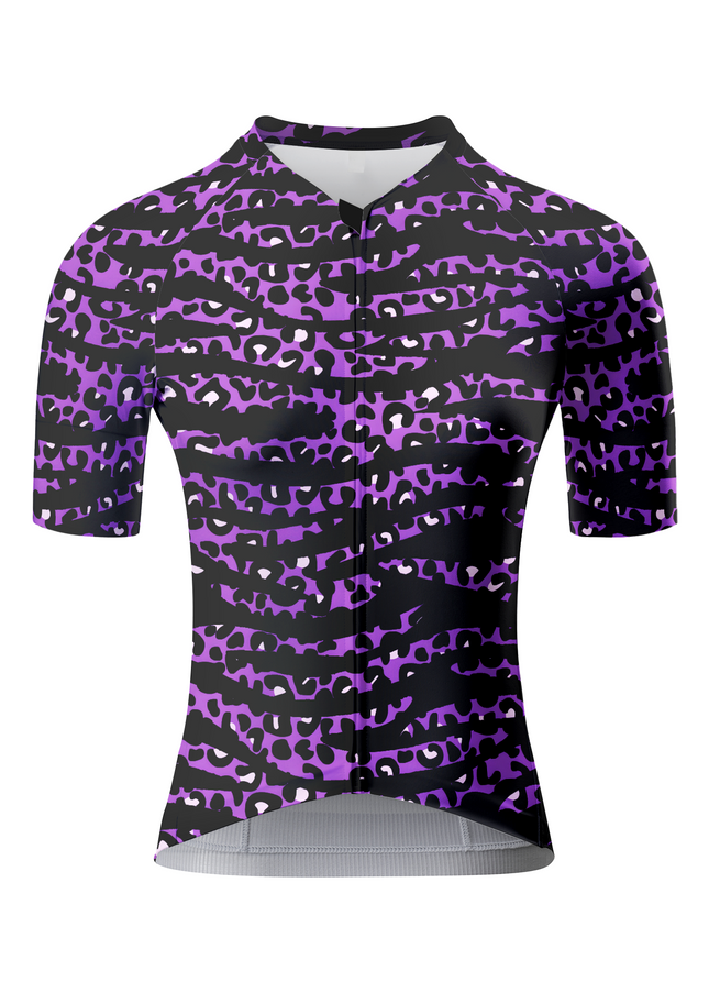 ROCKBROS Women's Purple Zebra-Leopard Textured Aero Cycling Jersey