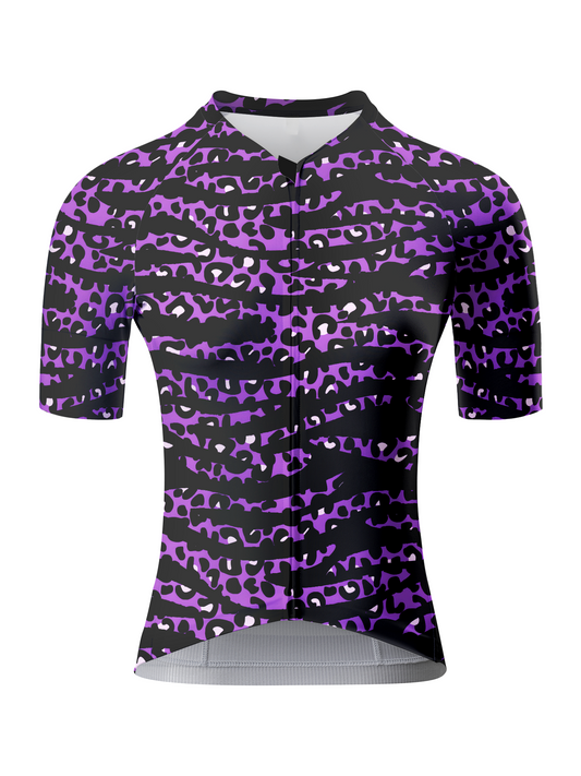 ROCKBROS Women's Purple Zebra-Leopard Textured Aero Cycling Jersey