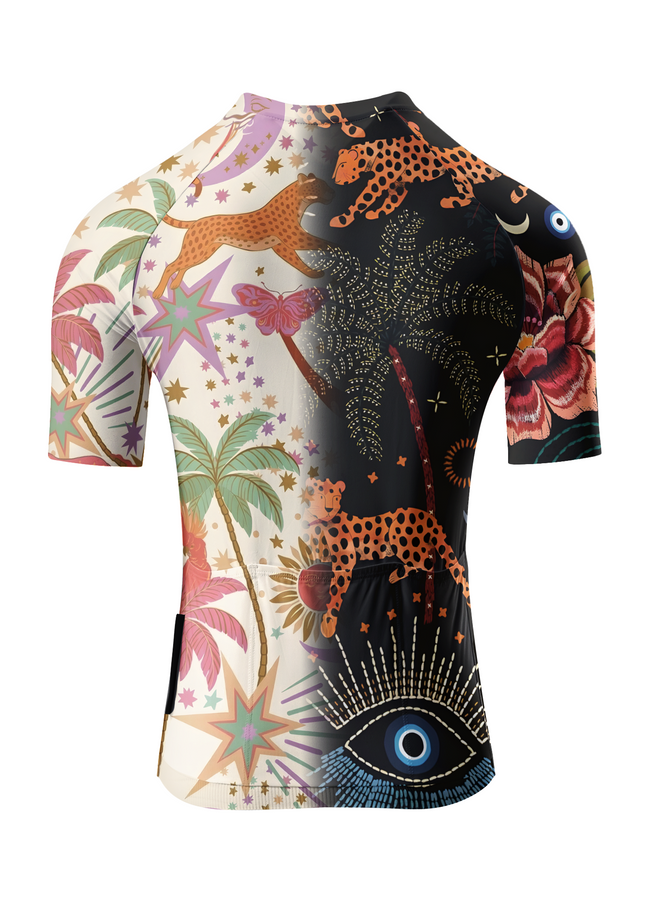 ROCKBROS Women's Wild Garden Black Panther Floral Retro Art Jersey