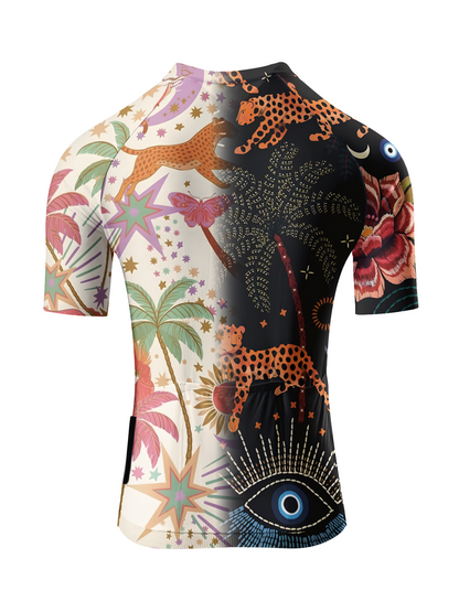 ROCKBROS Women's Wild Garden Black Panther Floral Retro Art Jersey