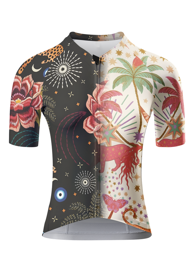 ROCKBROS Women's Wild Garden Black Panther Floral Retro Art Jersey