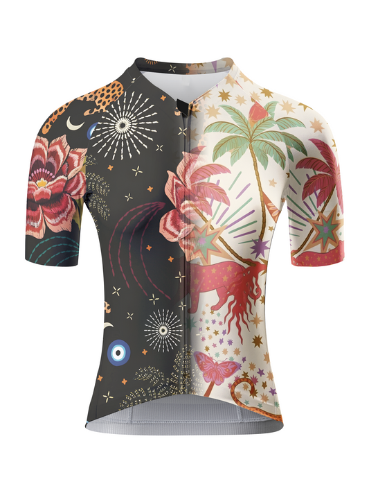 ROCKBROS Women's Wild Garden Black Panther Floral Retro Art Jersey