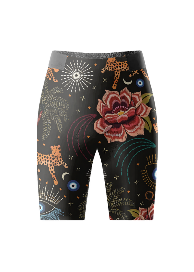 ROCKBROS Women's Wild Garden Pro Aero Cycling Shorts with Leopard & Mystic Symbols