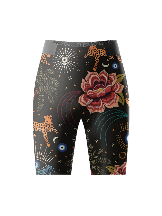 ROCKBROS Women's Wild Garden Pro Aero Cycling Shorts with Leopard & Mystic Symbols