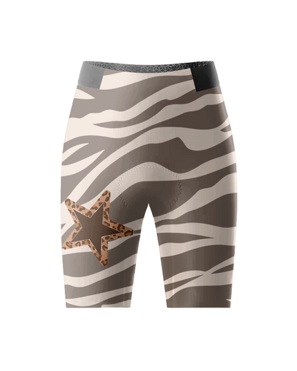 ROCKBROS Women's Fur Code Hybrid Zebra-Leopard Cycling Shorts with Star Patch