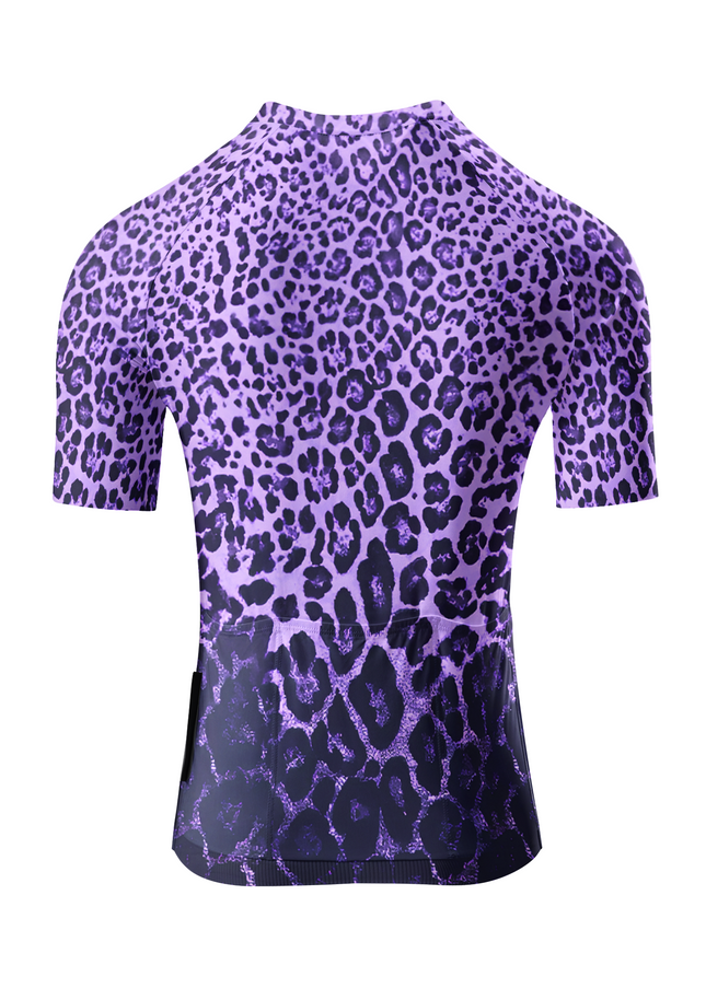 ROCKBROS Women's Fur Code Purple Leopard All-Weather Pro Aero Jersey