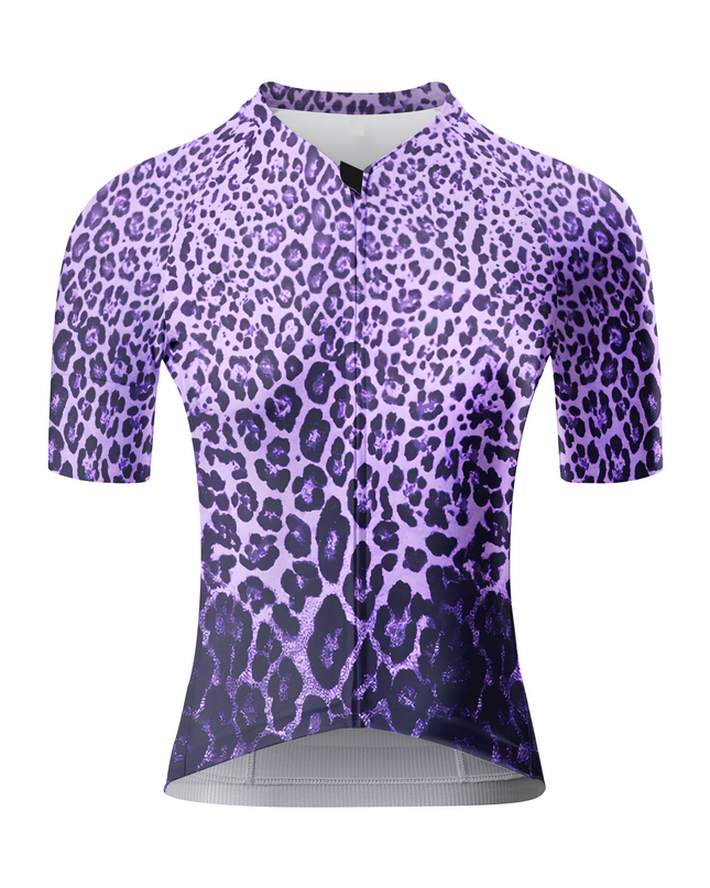 ROCKBROS Women's Fur Code Purple Leopard All-Weather Pro Aero Jersey