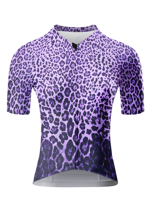 ROCKBROS Women's Fur Code Purple Leopard All-Weather Pro Aero Jersey