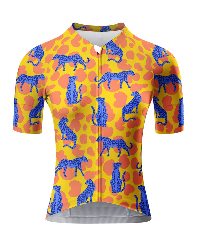 ROCKBROS Women Leopard Print Cycling Jersey Short Sleeve Breathable Bike Shirt