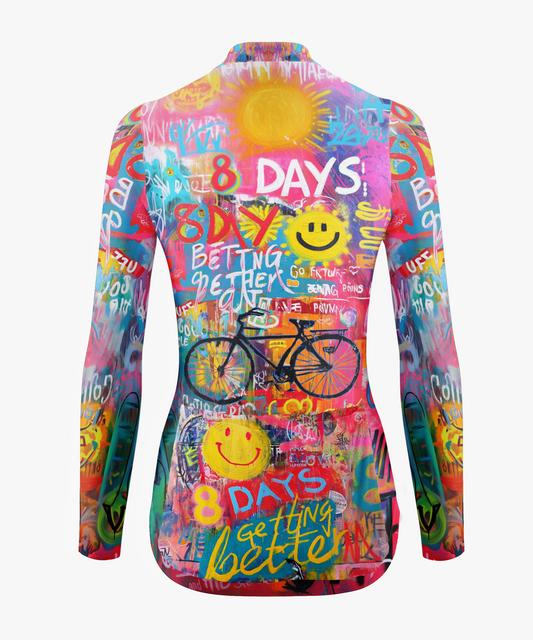 RockBros Women's Cycling jersey in colorful graffiti style