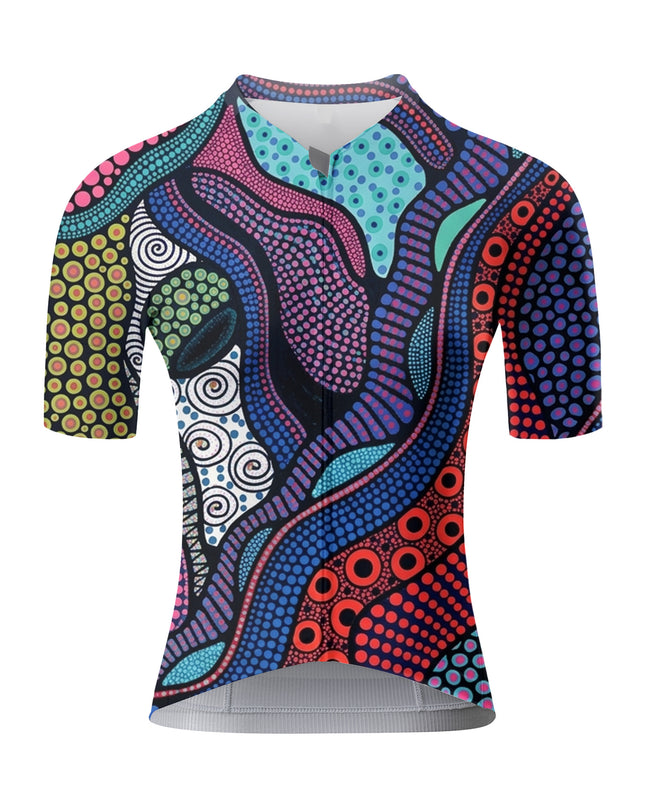 ROCKBROS Women's Psychedelic Dot Pattern Cycling Jersey
