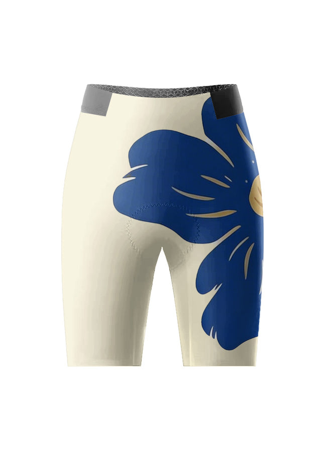 ROCKBROS Women Blue Flower Print Padded Cycling Shorts