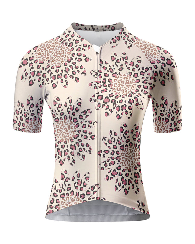 ROCKBROS Women's Leopard Sunflower Print Short Sleeve Cycling Jersey