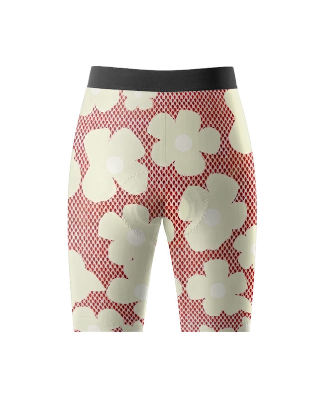 ROCKBROS Women's Retro Daisy Mesh Padded Cycling Shorts