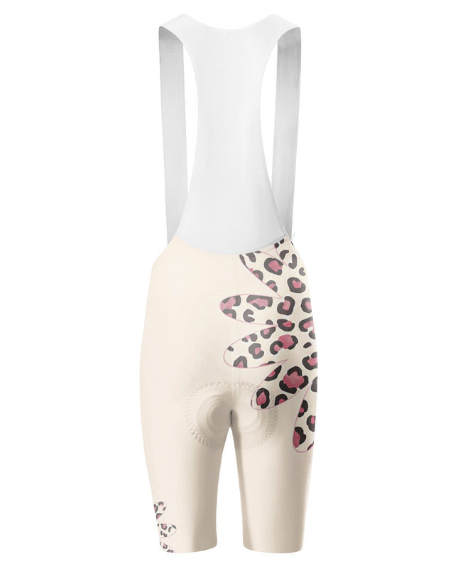 ROCKBROS Women's Pink Leopard Floral Cycling Bib Shorts