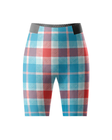 ROCKBROS Women's Crimson Azure Plaid Cycling Shorts