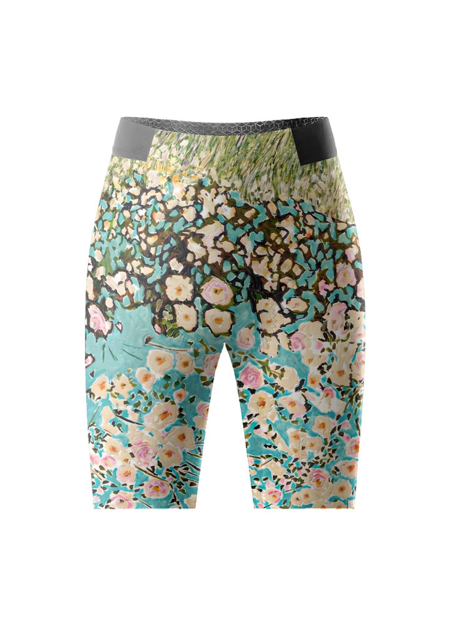 ROCKBROS Women's Impressionist Floral Compression Cycling Shorts