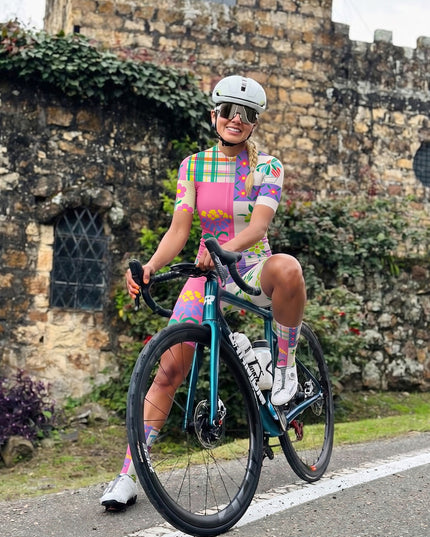 ROCKBROS Women's Retro Patchwork Floral Short Sleeve Cycling Set