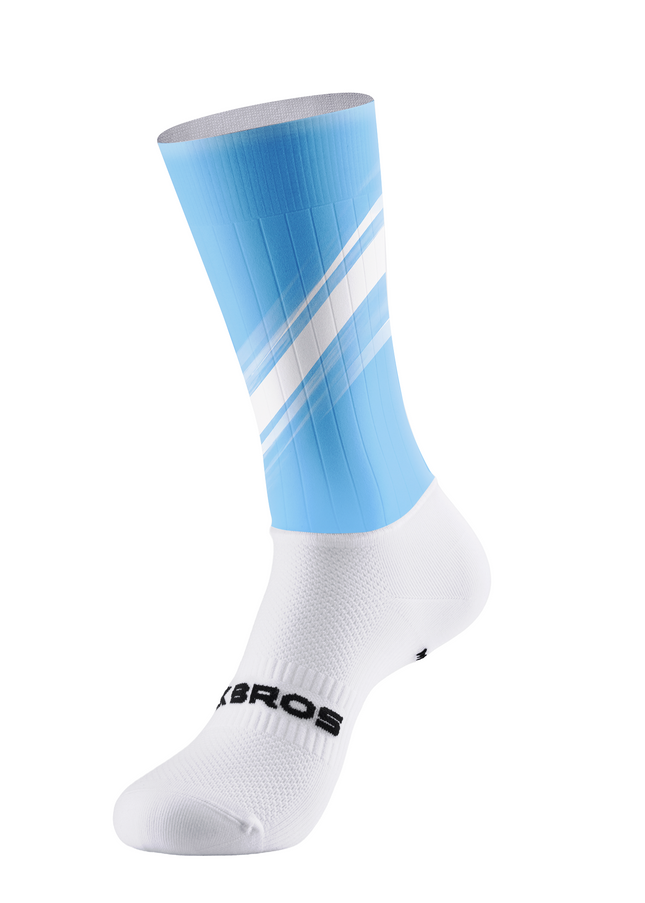 ROCKBROS Aero Nautical Stripe Sky Blue White Cycling Socks