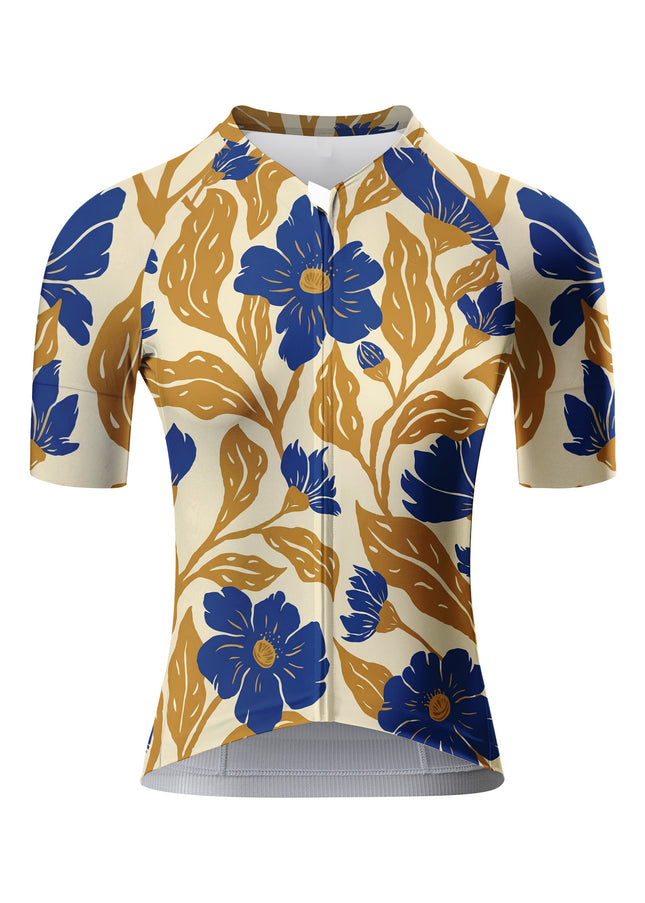 ROCKBROS Women Blue Floral Short Sleeve Cycling Set