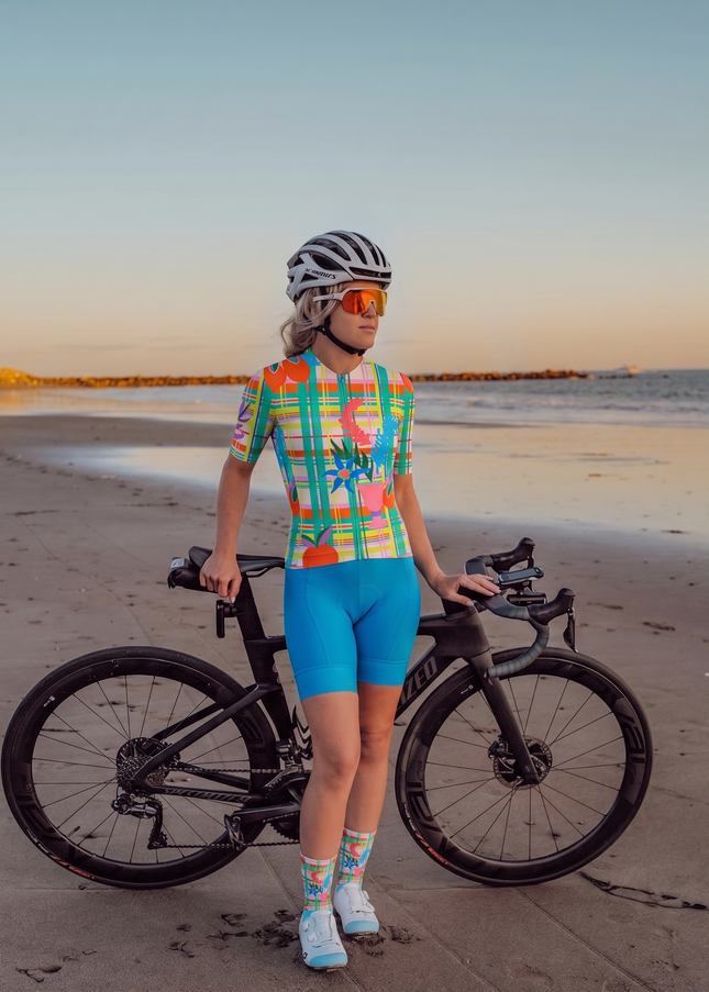 ROCKBROS Women's Colorful Plaid Floral Cycling Set