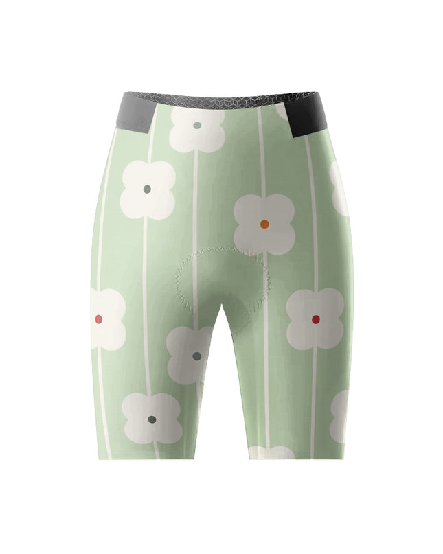ROCKBROS Women's Mint Green Floral Striped Breathable Cycling Set