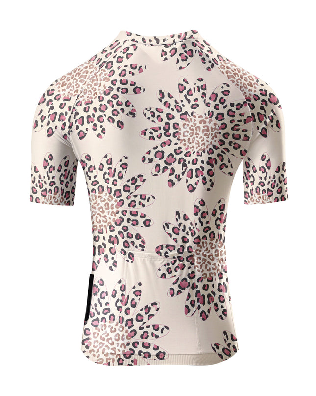 ROCKBROS Women's Leopard Sunflower Print Short Sleeve Cycling Jersey