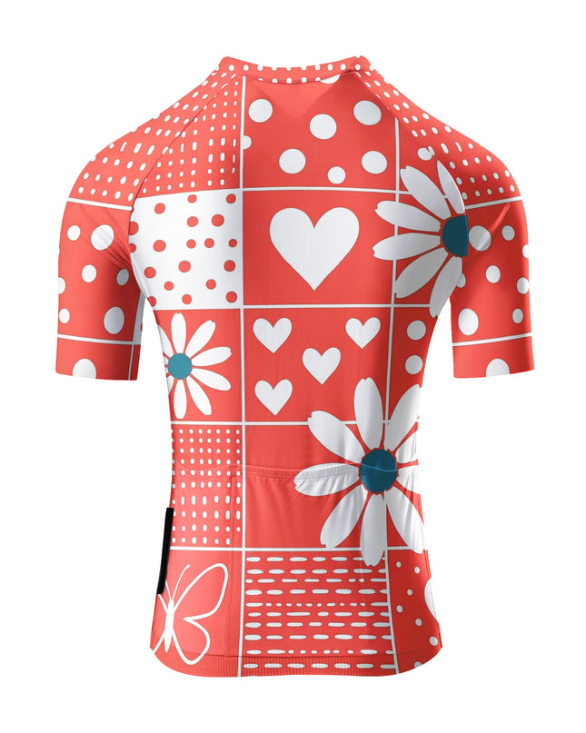 ROCKBROS Women's Heart and Daisy Patchwork Short Sleeve Cycling Set