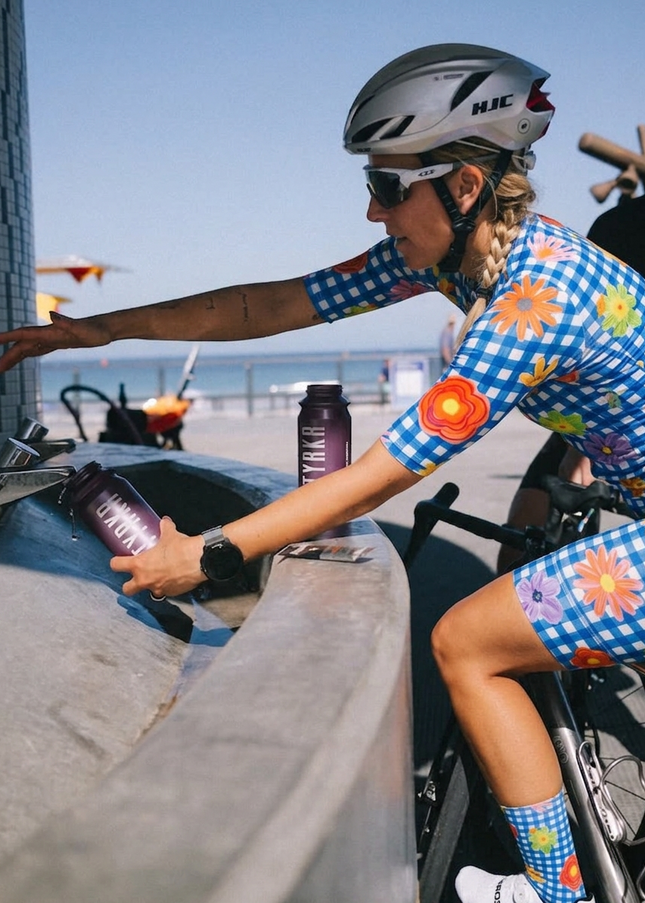 ROCKBROS Women's Gingham Floral Cycling Jersey