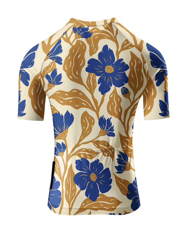 ROCKBROS Women Blue Floral Short Sleeve Cycling Jersey