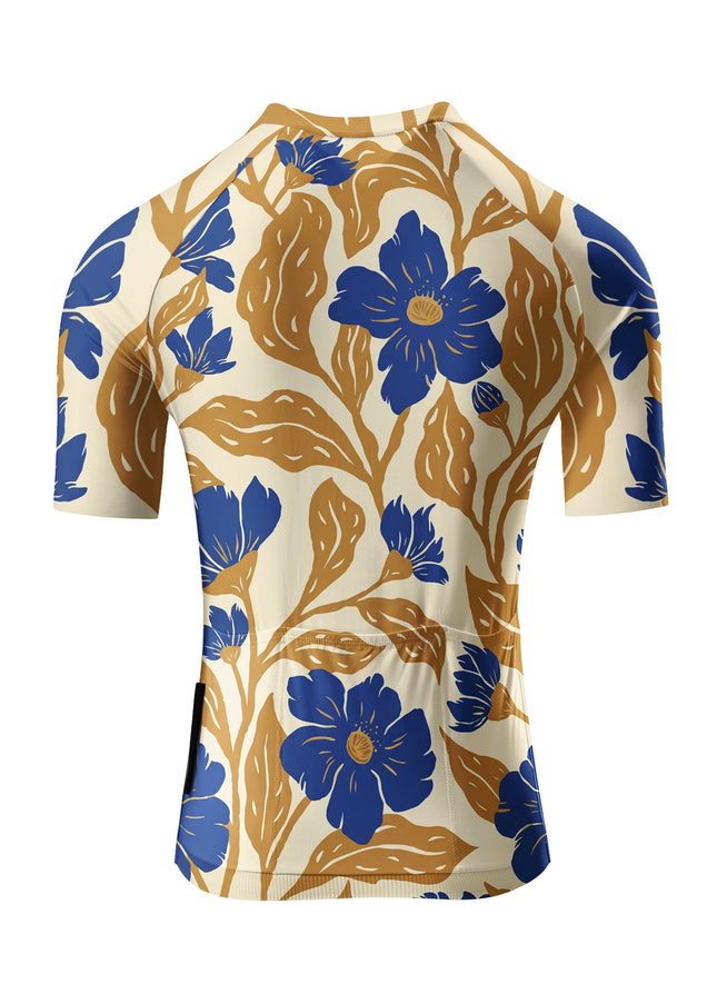 ROCKBROS Women Blue Floral Short Sleeve Cycling Jersey