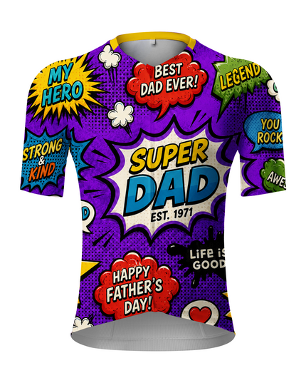 ROCKBROS Men's Super Dad Comic Cycling Jersey