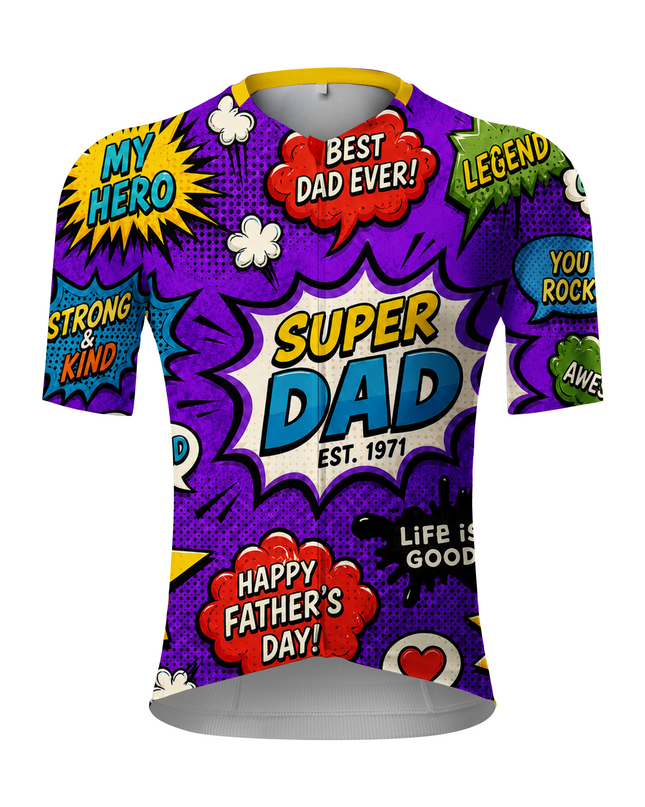 ROCKBROS Men's Super Dad Comic Cycling Jersey
